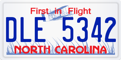 NC license plate DLE5342