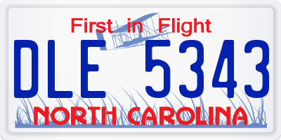 NC license plate DLE5343