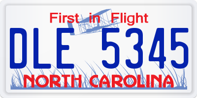 NC license plate DLE5345