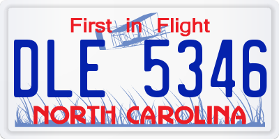 NC license plate DLE5346