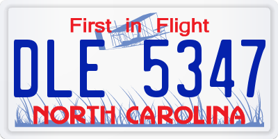 NC license plate DLE5347