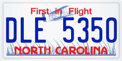 NC license plate DLE5350