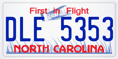 NC license plate DLE5353