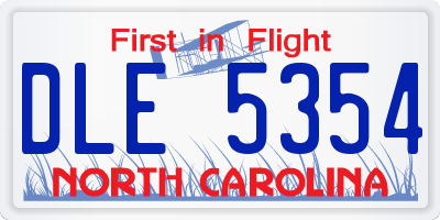 NC license plate DLE5354