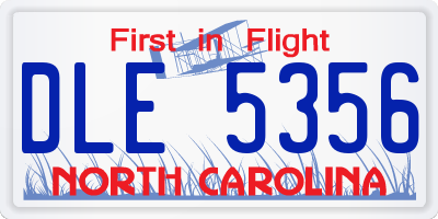 NC license plate DLE5356
