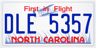 NC license plate DLE5357