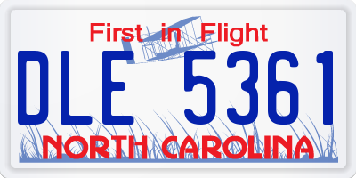 NC license plate DLE5361