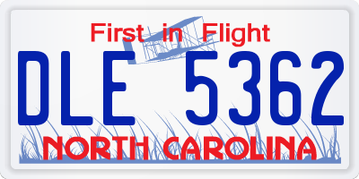 NC license plate DLE5362