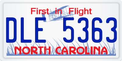 NC license plate DLE5363