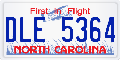NC license plate DLE5364