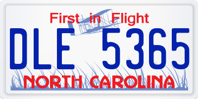 NC license plate DLE5365