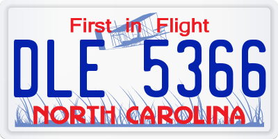 NC license plate DLE5366