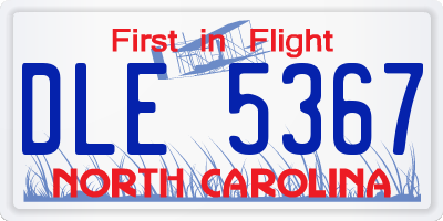 NC license plate DLE5367