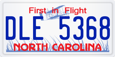 NC license plate DLE5368