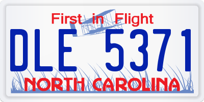 NC license plate DLE5371