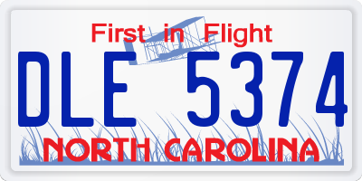 NC license plate DLE5374
