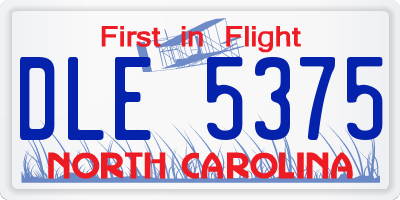 NC license plate DLE5375