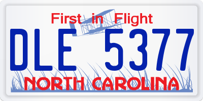 NC license plate DLE5377