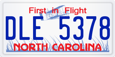 NC license plate DLE5378