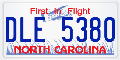 NC license plate DLE5380