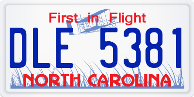 NC license plate DLE5381