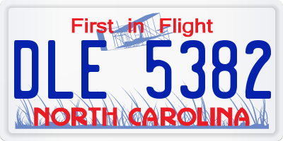 NC license plate DLE5382