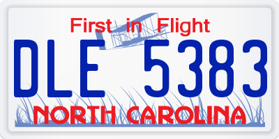 NC license plate DLE5383