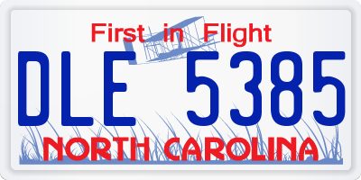 NC license plate DLE5385