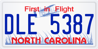 NC license plate DLE5387