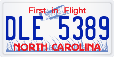 NC license plate DLE5389