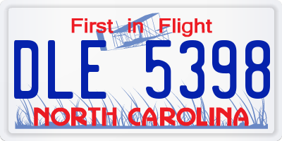 NC license plate DLE5398