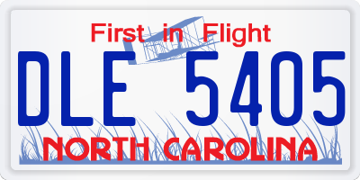 NC license plate DLE5405