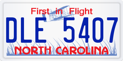 NC license plate DLE5407