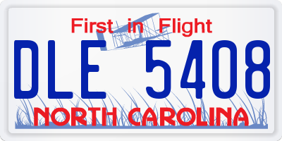 NC license plate DLE5408