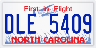 NC license plate DLE5409