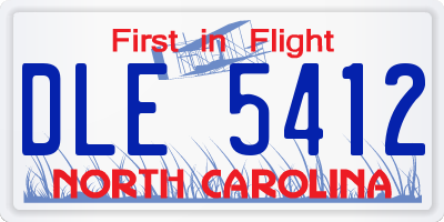 NC license plate DLE5412