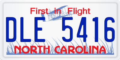 NC license plate DLE5416