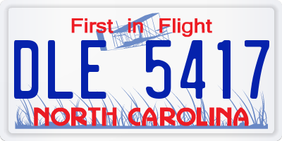 NC license plate DLE5417