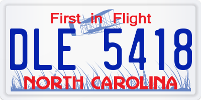 NC license plate DLE5418