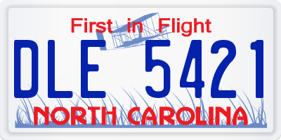 NC license plate DLE5421