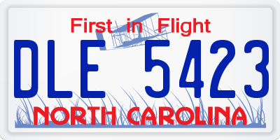 NC license plate DLE5423
