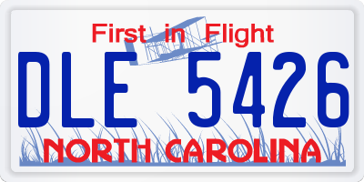 NC license plate DLE5426