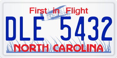 NC license plate DLE5432