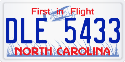 NC license plate DLE5433