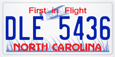 NC license plate DLE5436