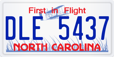 NC license plate DLE5437