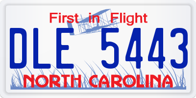 NC license plate DLE5443