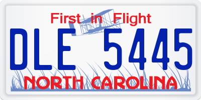 NC license plate DLE5445