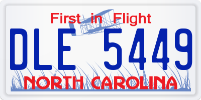 NC license plate DLE5449