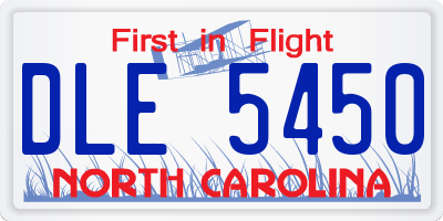 NC license plate DLE5450